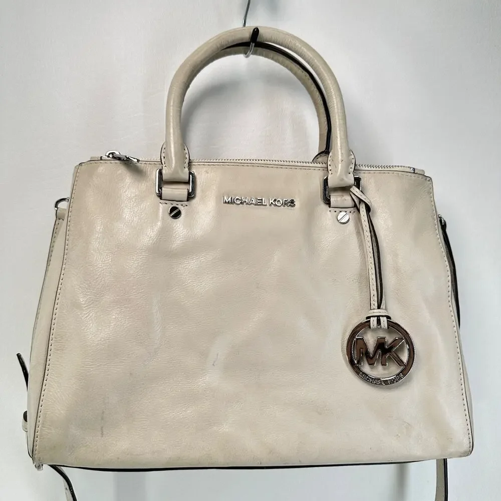 MICHAEL KORS Crossbody Handbag Sutton Bone Smooth Leather Satchel Purse
